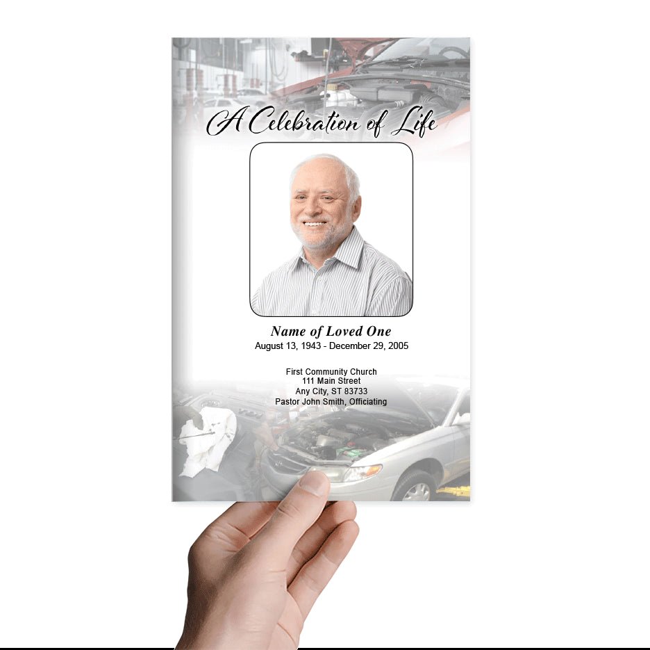 Car Mechanic Funeral Program Template - The Funeral Program Site