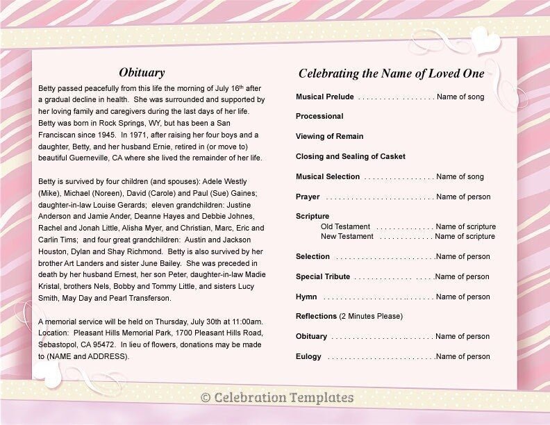 Carly Funeral Program Template - The Funeral Program Site