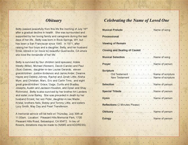 Carol Funeral Program Template - The Funeral Program Site