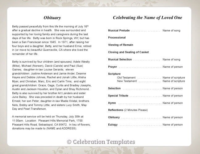 Ceasar Funeral Program Template - The Funeral Program Site
