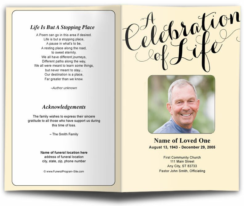 Celebration of Life Funeral Program Template - The Funeral Program Site