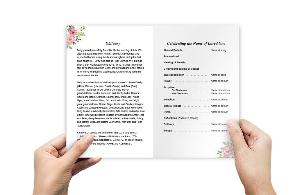 Charisma Watercolor Funeral Program Template - The Funeral Program Site