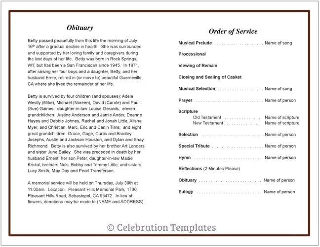 Cherish Funeral Program Template - The Funeral Program Site