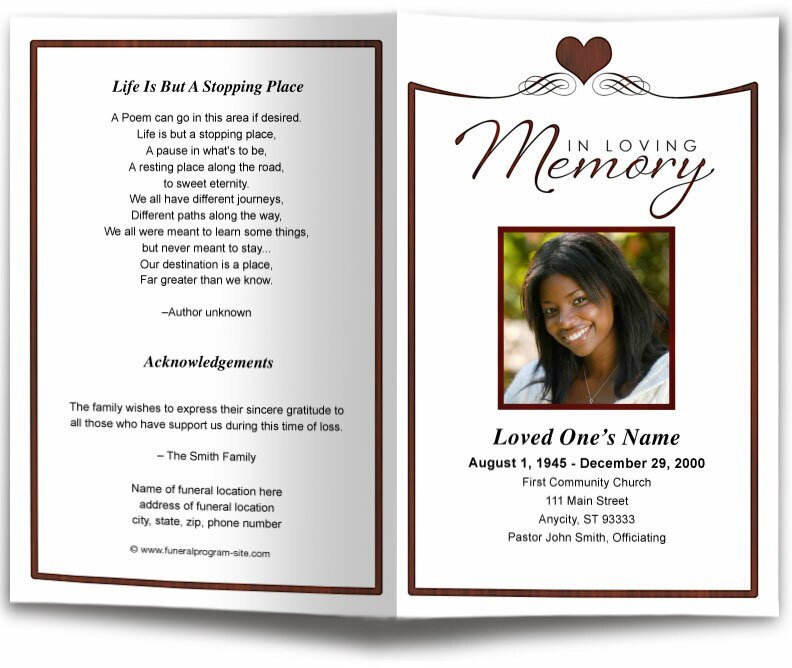 Cherish Funeral Program Template - The Funeral Program Site