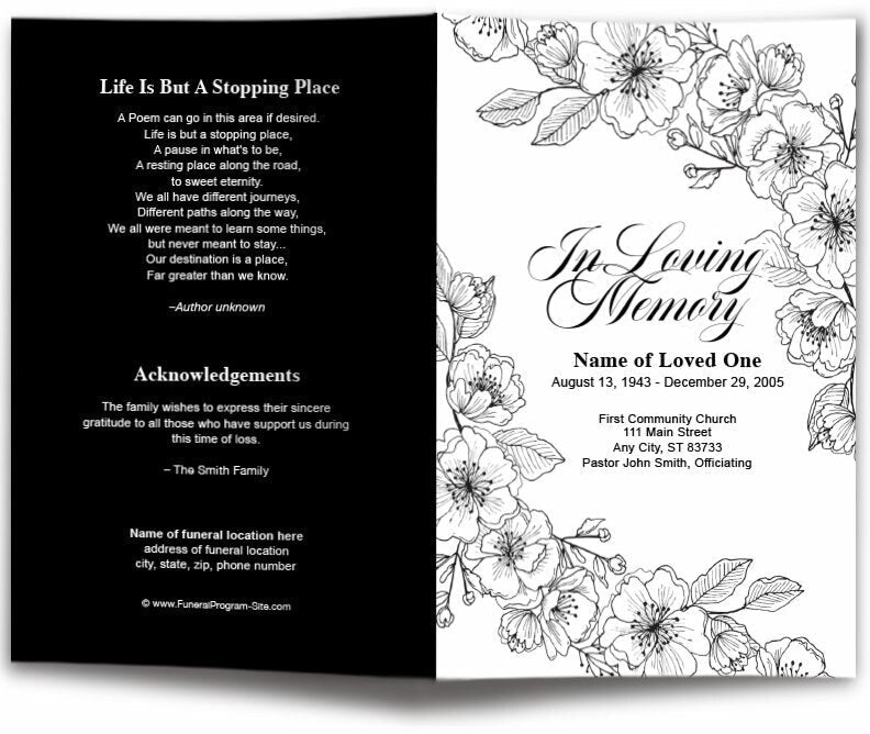 Chic Floral Lines Funeral Program Template - The Funeral Program Site