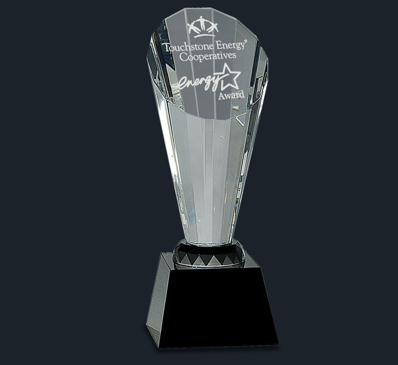 Clear Crystal Faceted Rising Spire on Black Base - Celebrate Prints