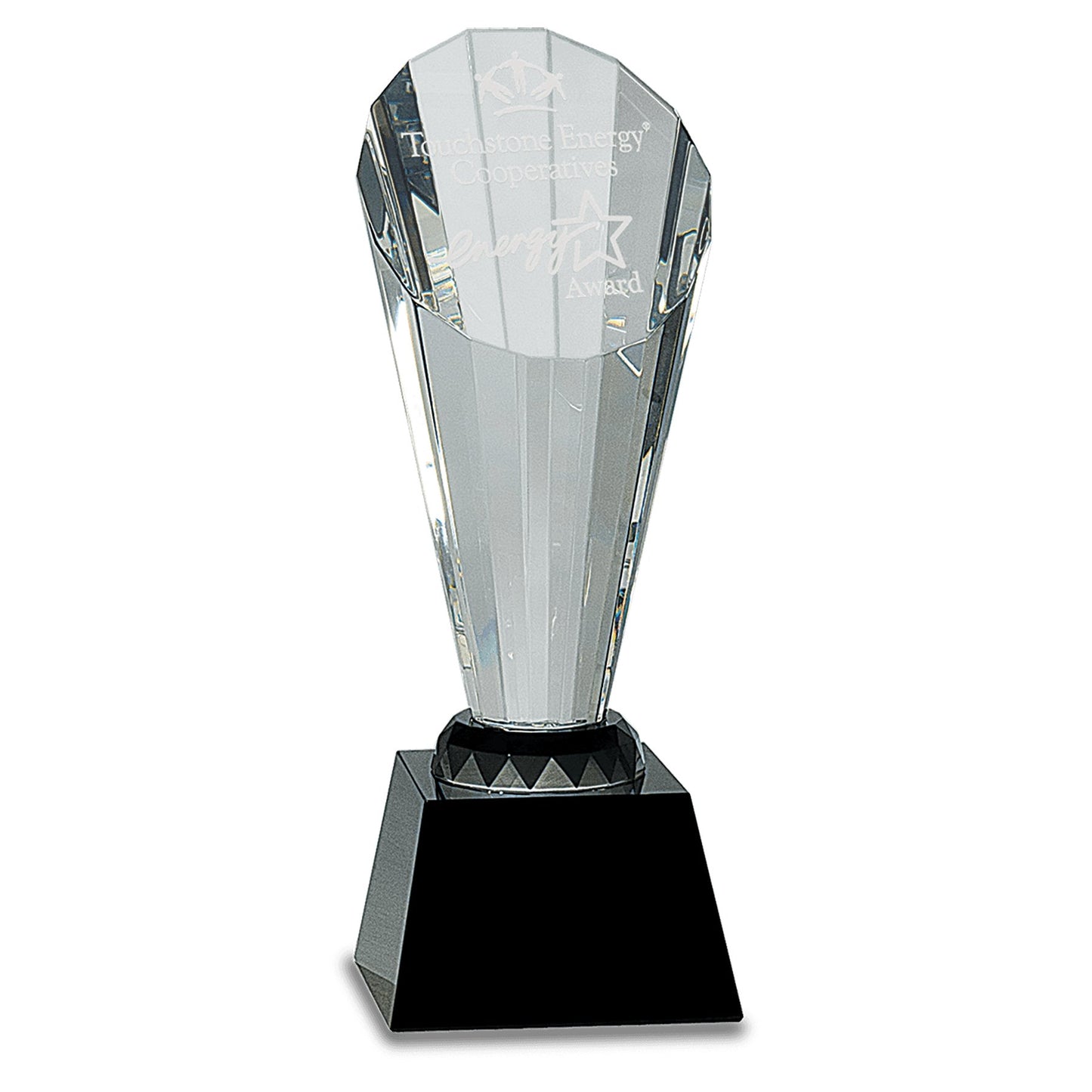 Clear Crystal Faceted Rising Spire on Black Base - Celebrate Prints
