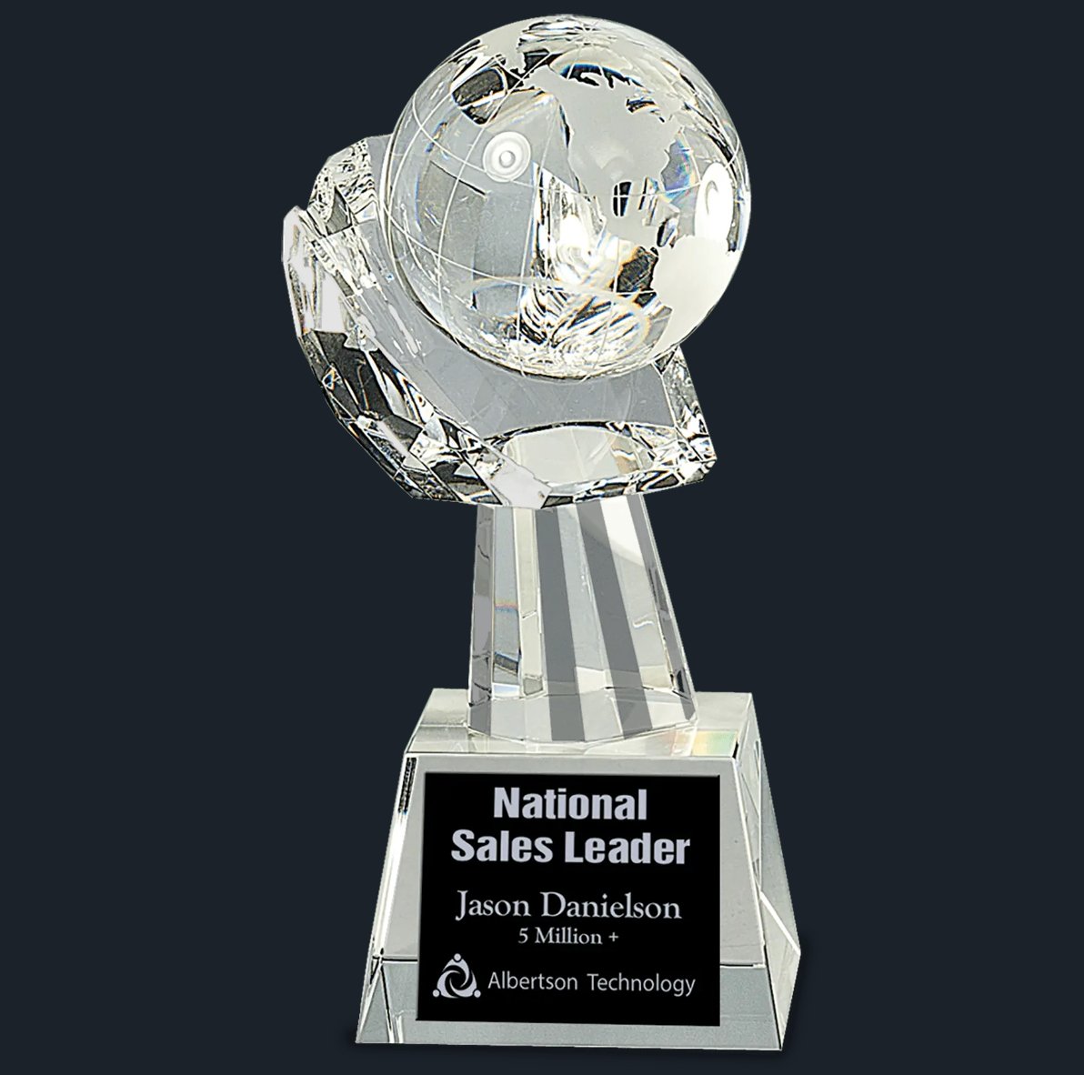 Clear Crystal Globe in Hand - Celebrate Prints