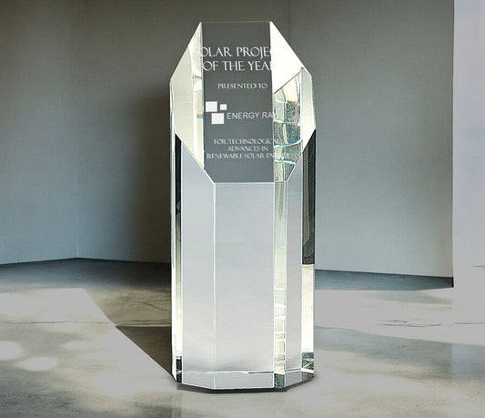 Clear Crystal Octagon Tower - Celebrate Prints