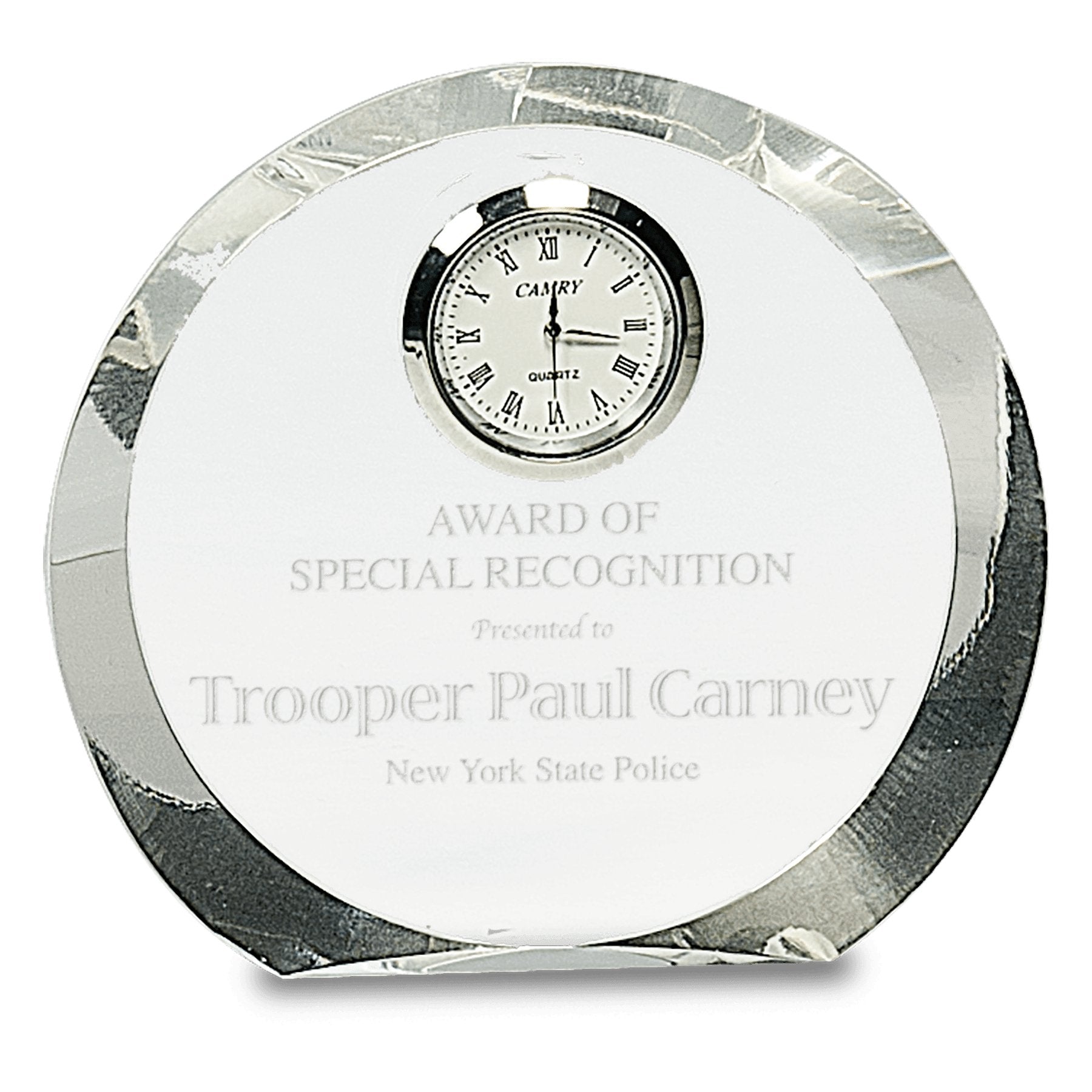 Clear Crystal Round with Clock - Celebrate Prints