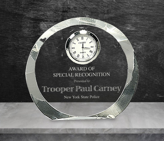 Clear Crystal Round with Clock - Celebrate Prints