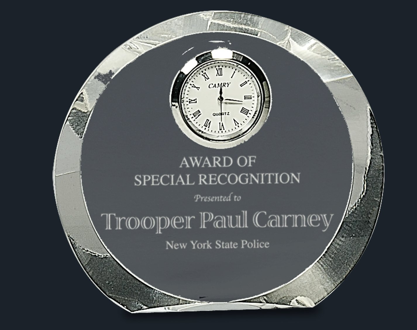 Clear Crystal Round with Clock - Celebrate Prints