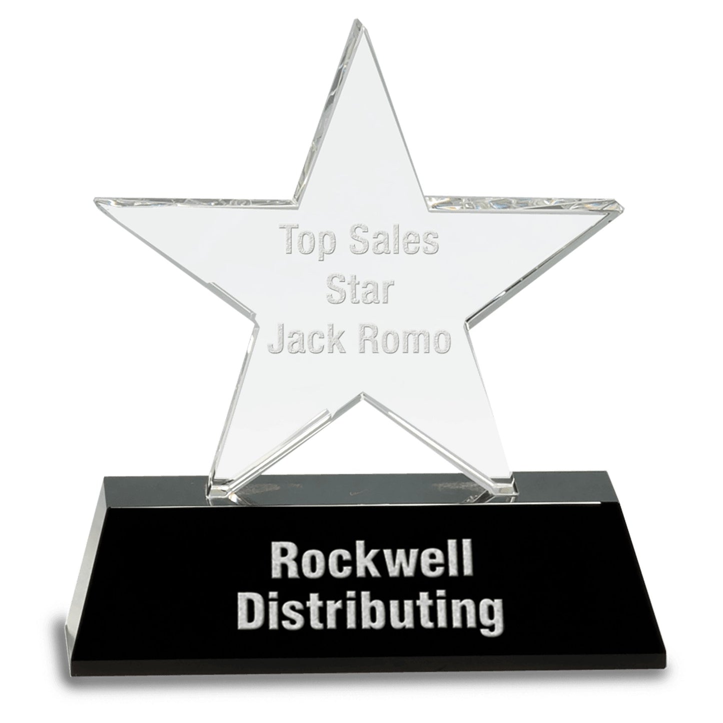 Clear Crystal Star on Black Pedestal Base - Celebrate Prints