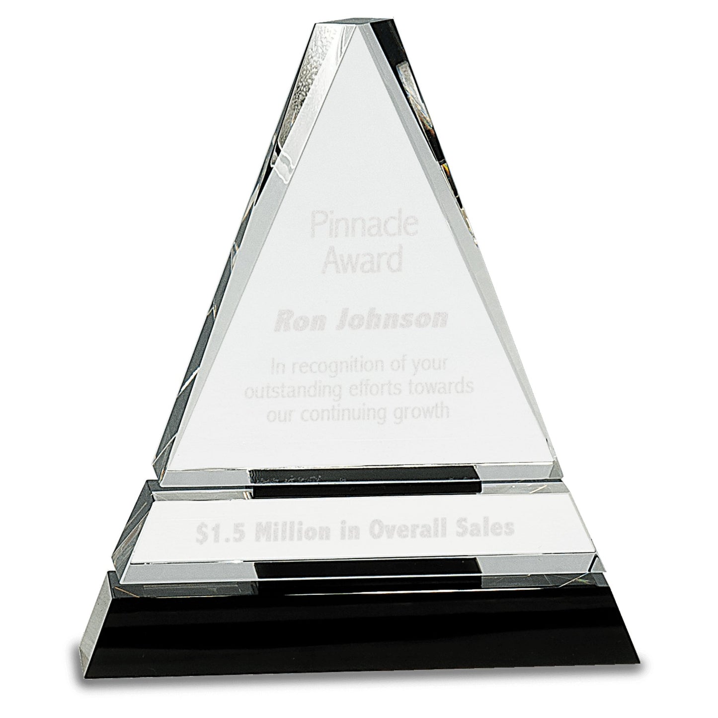 Clear Crystal Triangle on Black Crystal Pedestal Base - Celebrate Prints