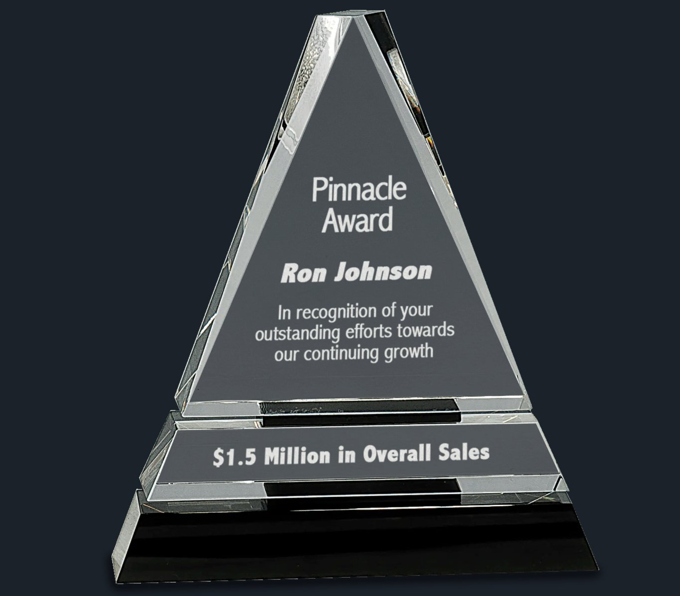Clear Crystal Triangle on Black Crystal Pedestal Base - Celebrate Prints