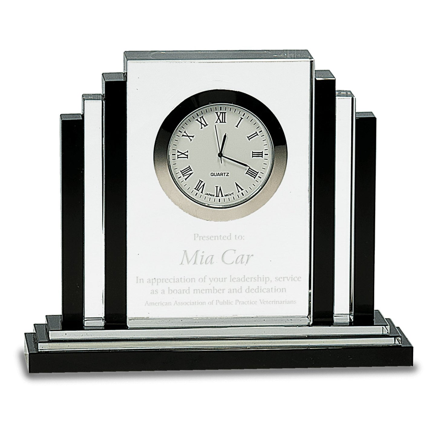 Clear Crystal with Clock and Black Crystal Trim - Celebrate Prints