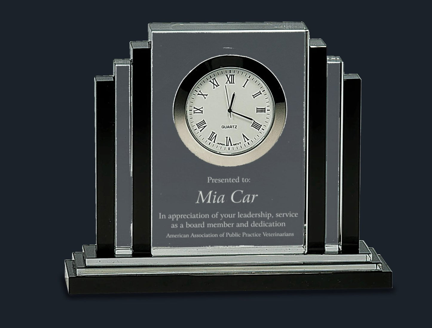 Clear Crystal with Clock and Black Crystal Trim - Celebrate Prints