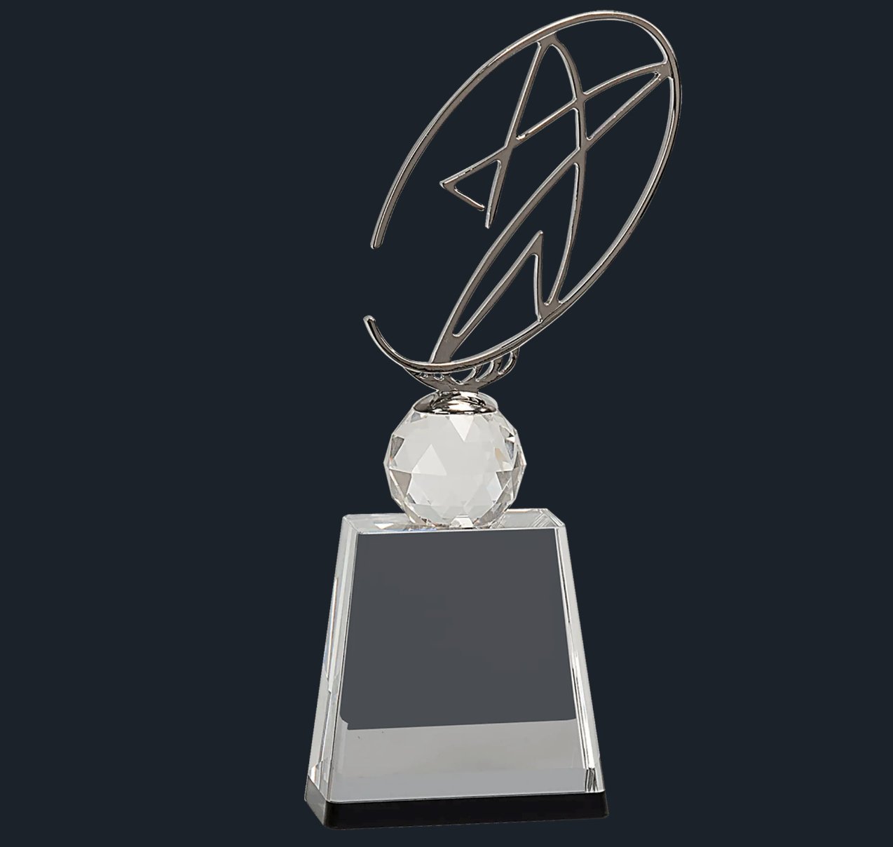 Clear/Black Crystal Award with Silver Metal Oval Star - Celebrate Prints