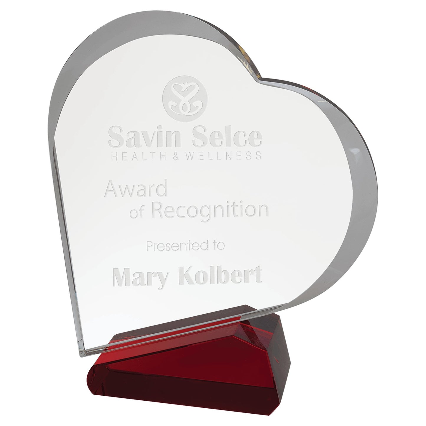 Clear/Red Crystal Slant Heart - Celebrate Prints