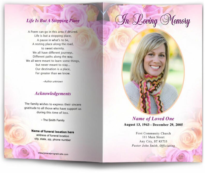 Coral Funeral Program Template - The Funeral Program Site