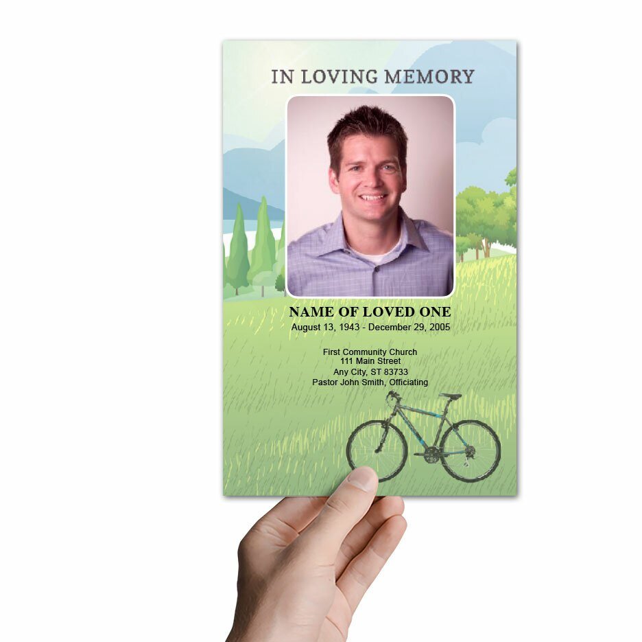 Country Bike Watercolor Funeral Program Template - The Funeral Program Site