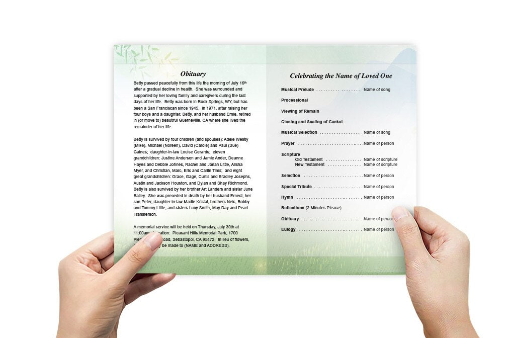 Country Bike Watercolor Funeral Program Template - The Funeral Program Site