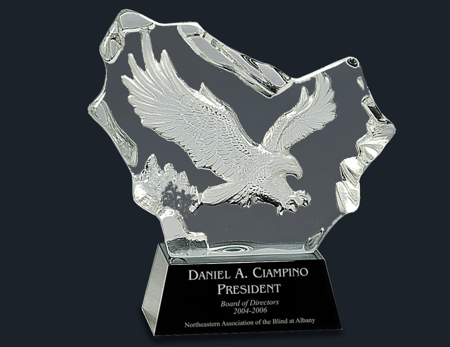 Crystal Carved Eagle on Black Base - Celebrate Prints