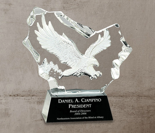 Crystal Carved Eagle on Black Base - Celebrate Prints