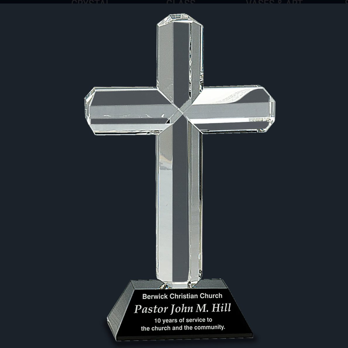 Crystal Cross on Black Pedestal Base - Celebrate Prints