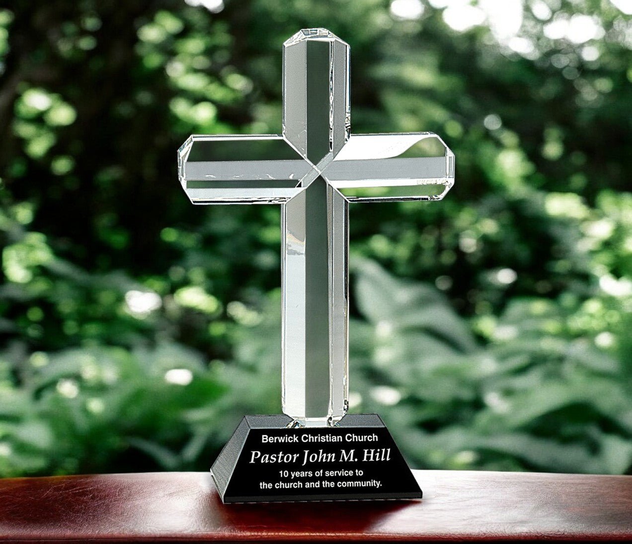 Crystal Cross on Black Pedestal Base - Celebrate Prints
