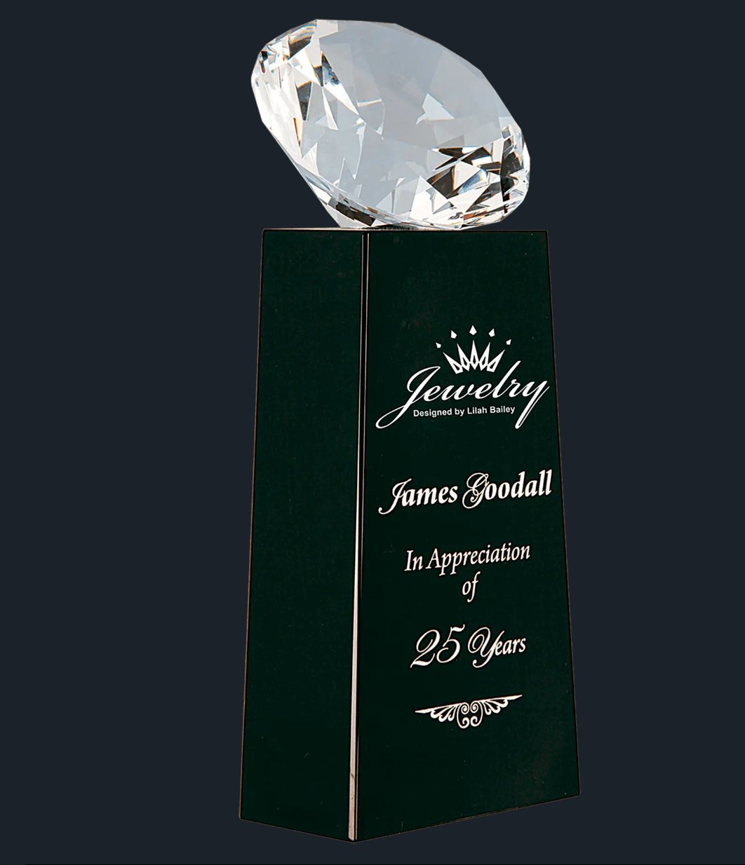Crystal Diamond on Black or Crystal Pedestal - Celebrate Prints