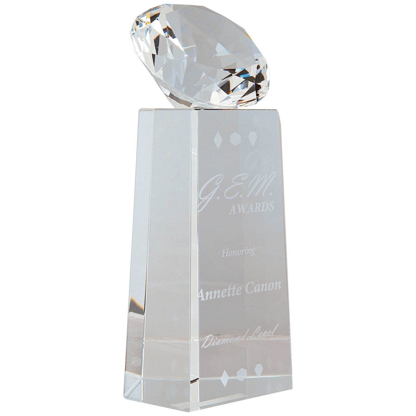 Crystal Diamond on Black or Crystal Pedestal - Celebrate Prints