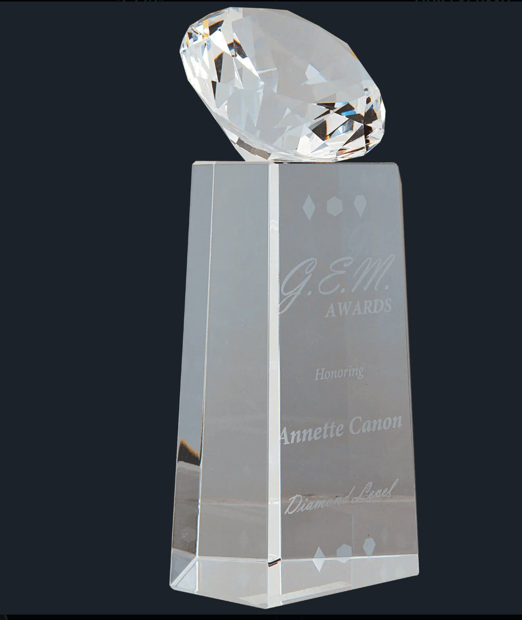 Crystal Diamond on Black or Crystal Pedestal - Celebrate Prints
