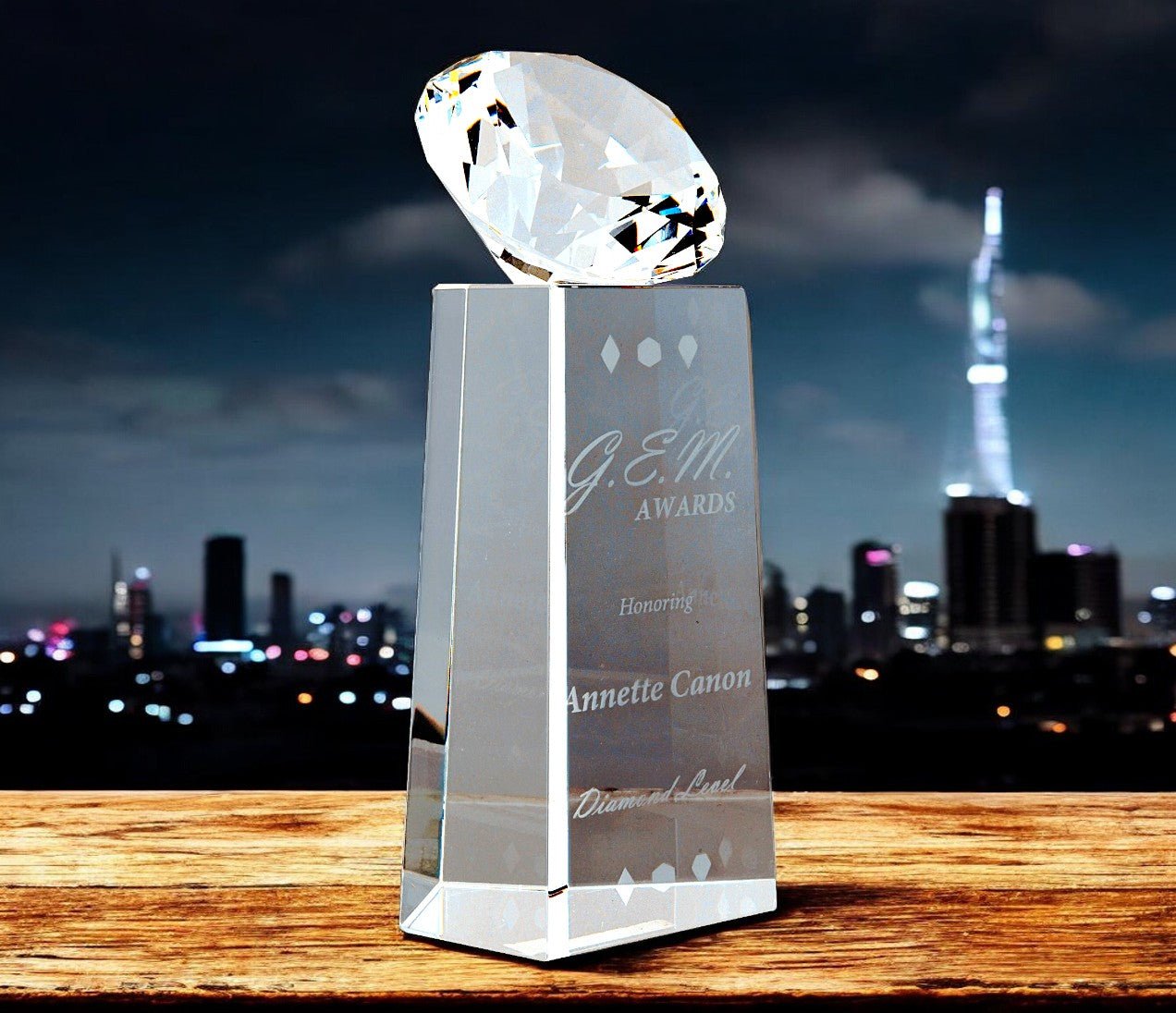 Crystal Diamond on Black or Crystal Pedestal - Celebrate Prints