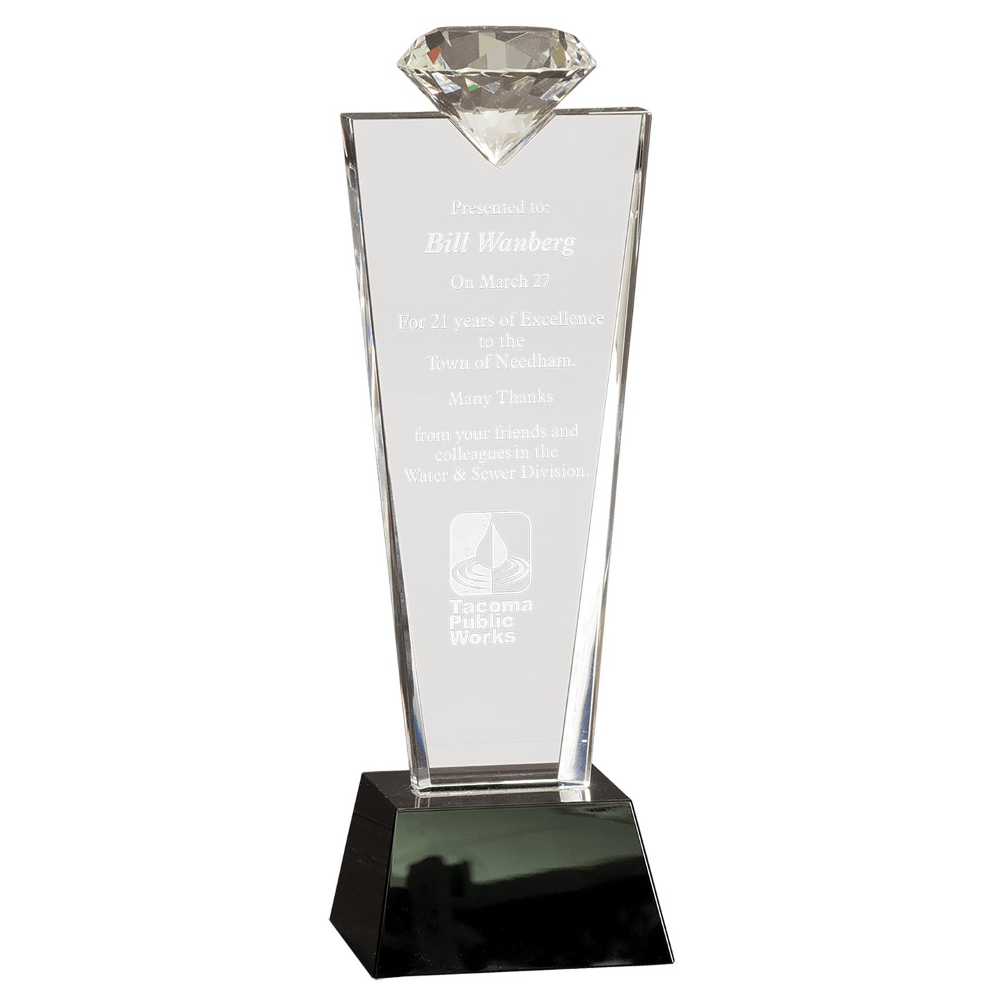 Crystal Diamond Top Award on Black Pedestal Base - Celebrate Prints