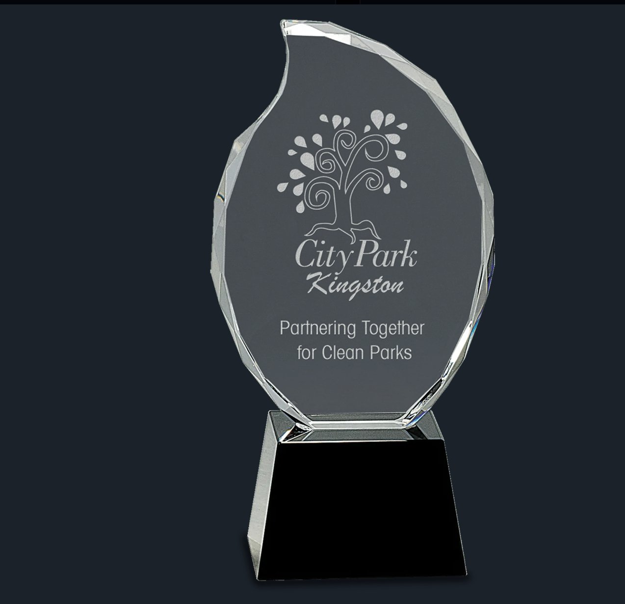 Crystal Flame on Black Pedestal Base - Celebrate Prints