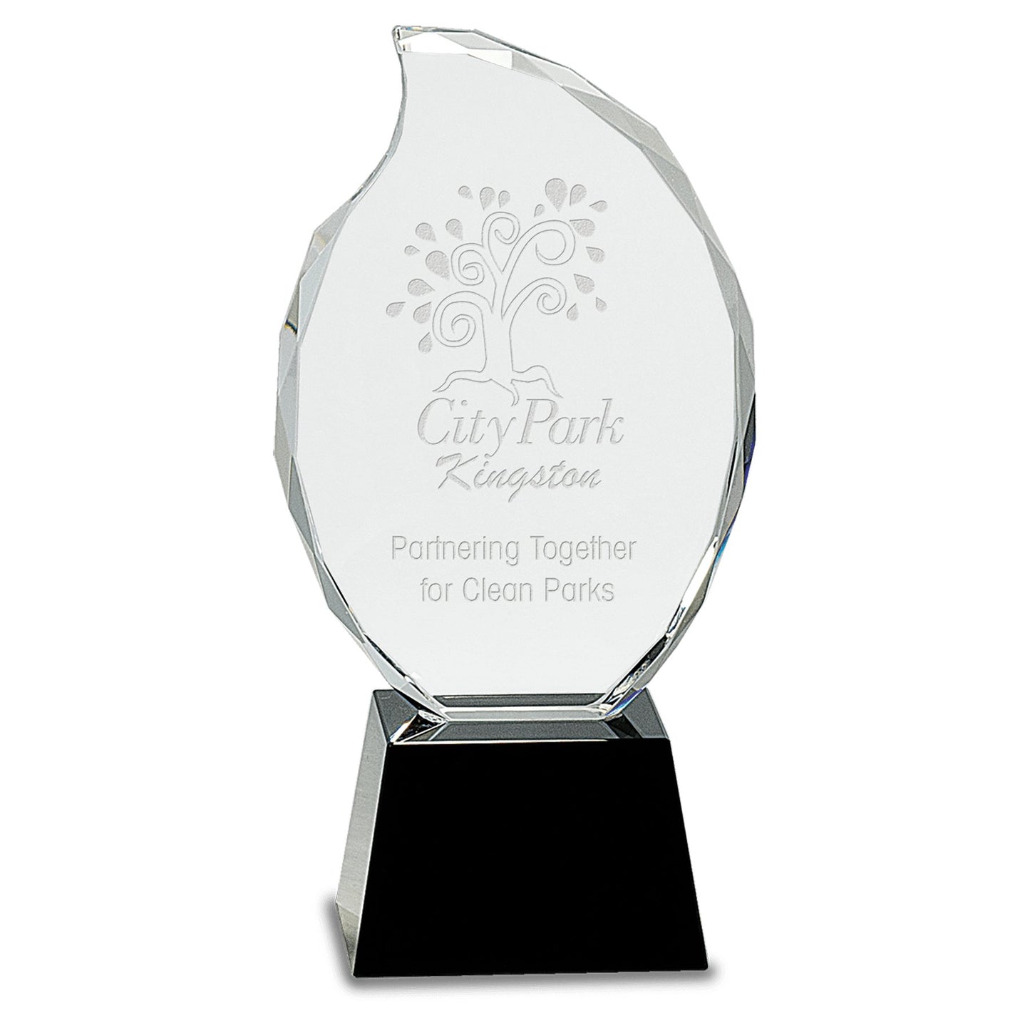 Crystal Flame on Black Pedestal Base - Celebrate Prints