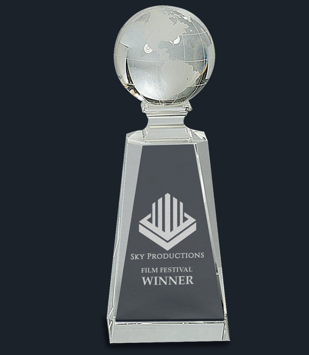 Crystal Globe on Clear Tower - Celebrate Prints