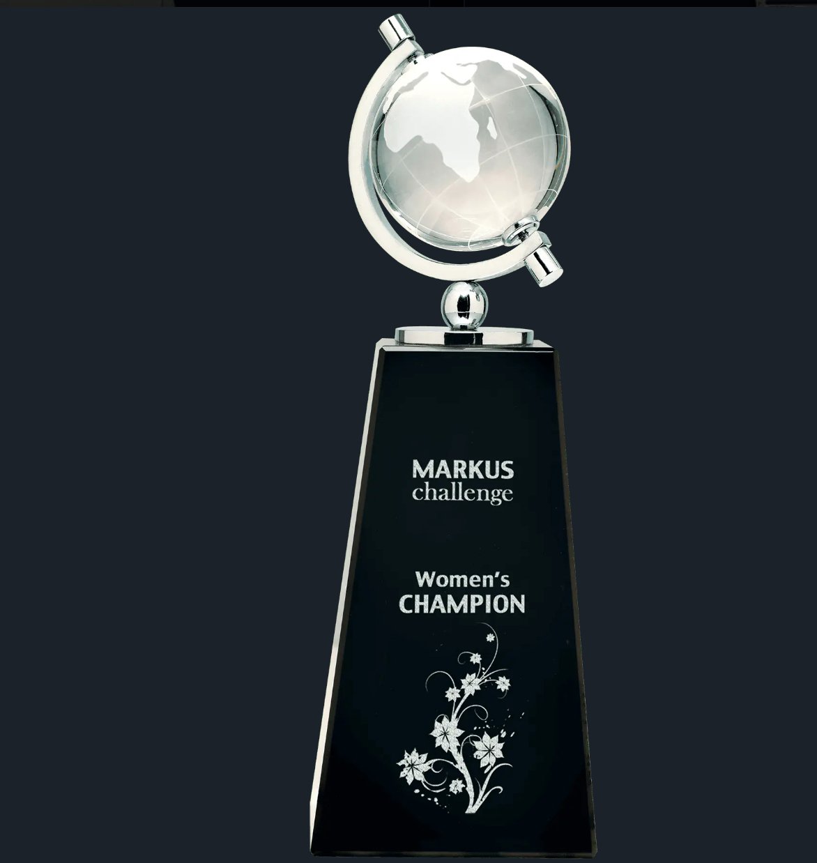 Crystal Spinning Globe on Black Pedestal Base - Celebrate Prints