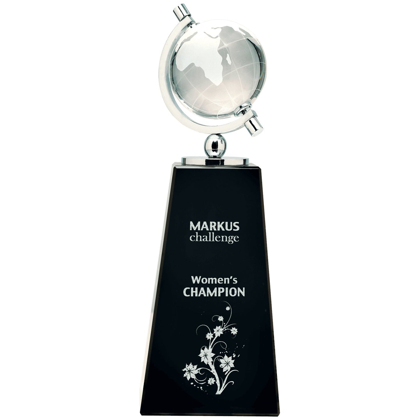 Crystal Spinning Globe on Black Pedestal Base - Celebrate Prints