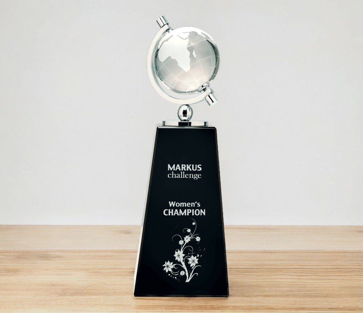 Crystal Spinning Globe on Black Pedestal Base - Celebrate Prints