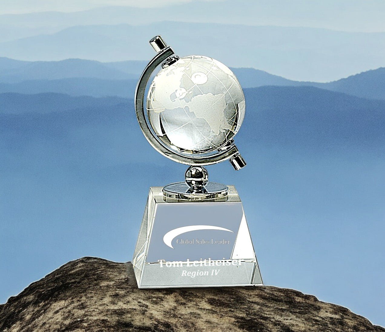 Crystal Spinning Globe on Clear Base - Celebrate Prints