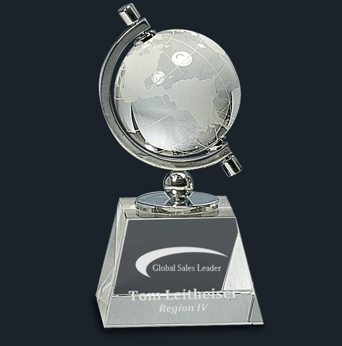 Crystal Spinning Globe on Clear or Black Base - Celebrate Prints