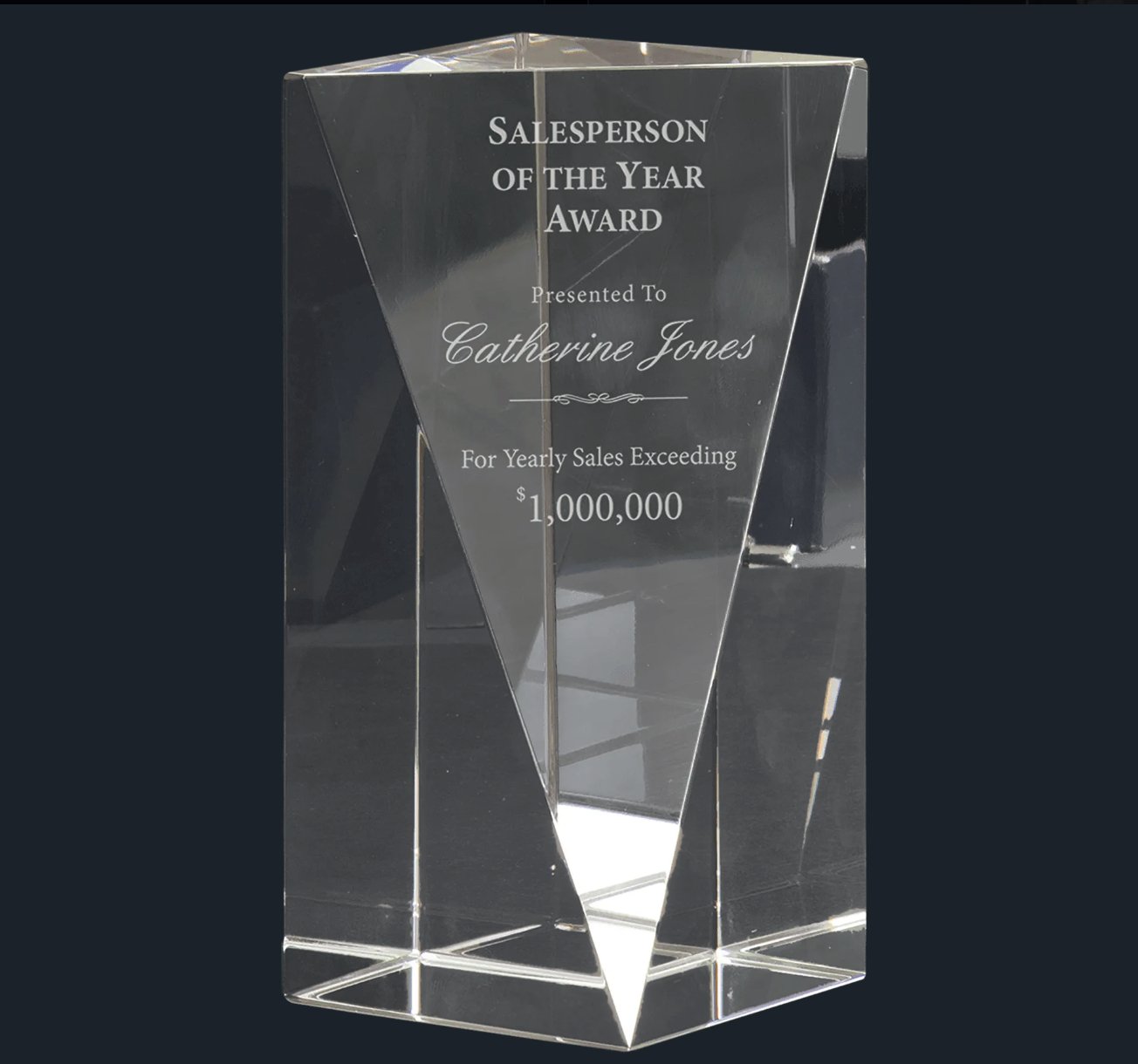 Crystal Triangle Front Pillar - Celebrate Prints
