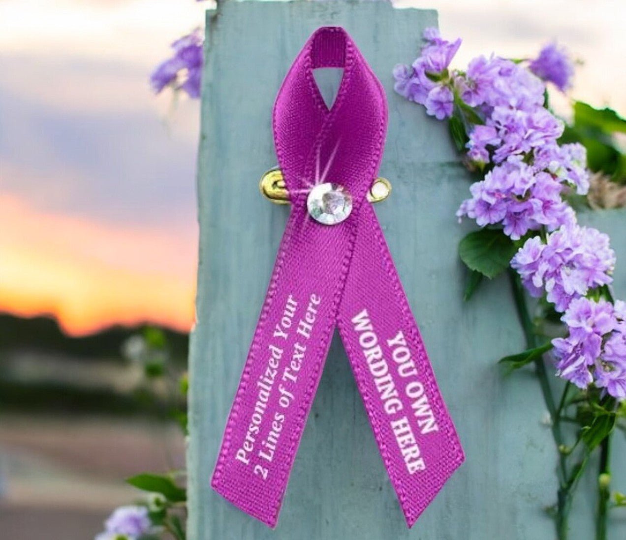 Custom Awareness Ribbons Personalized (1 Color) - Pack of 10 - Celebrate Prints
