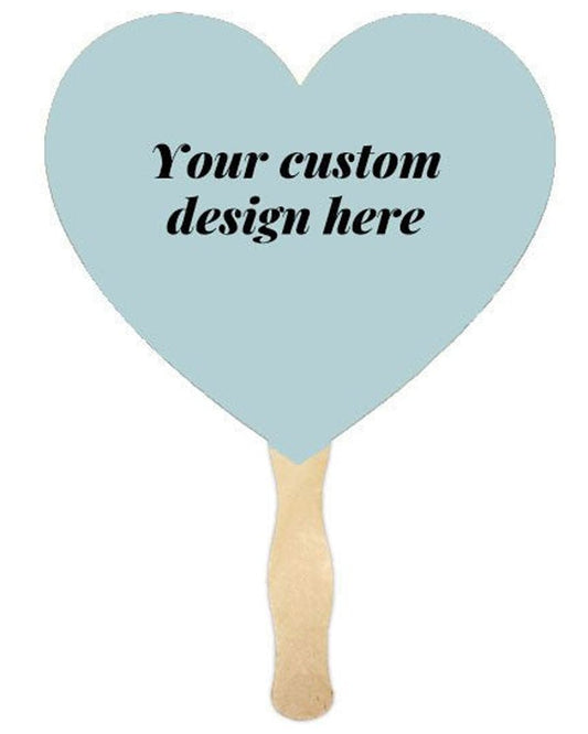 Custom Heart Memorial Fan With Wooden Handle (Pack of 10) - Celebrate Prints