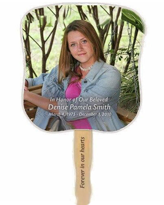 Custom Memorial Fan With Wooden Handle (Pack of 10) - Celebrate Prints