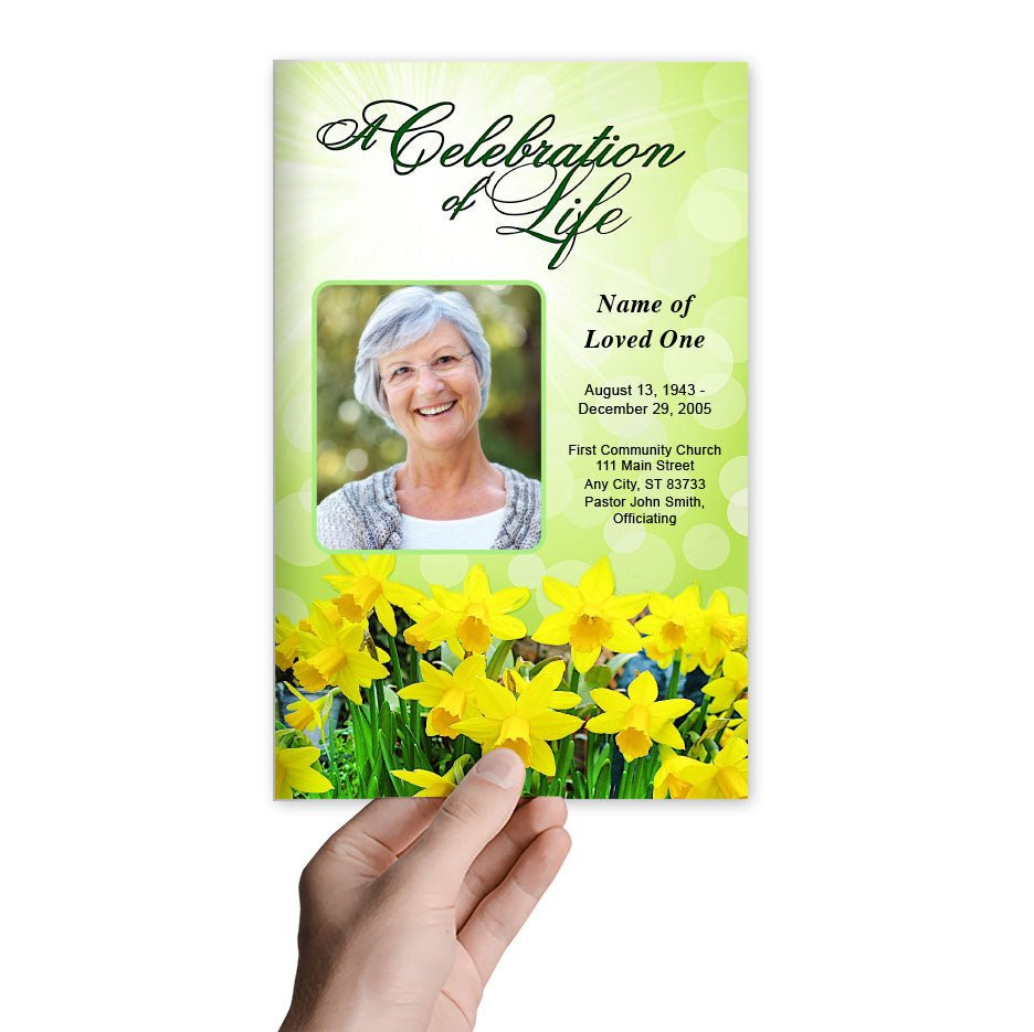 Daffodils Funeral Program Template - The Funeral Program Site