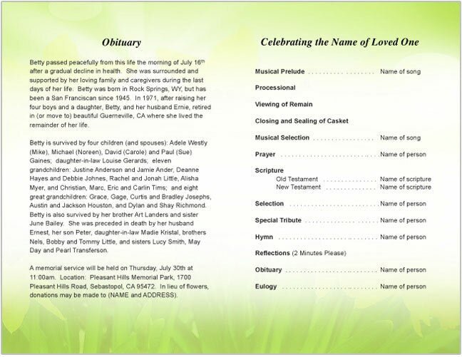 Daffodils Funeral Program Template - The Funeral Program Site