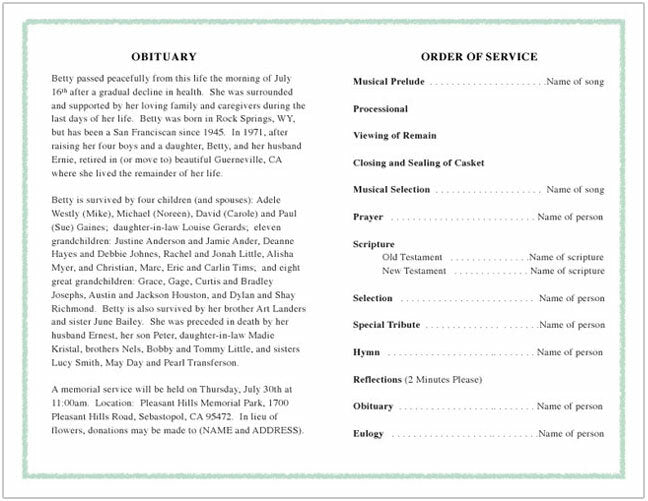 Decorative Funeral Program Template - The Funeral Program Site